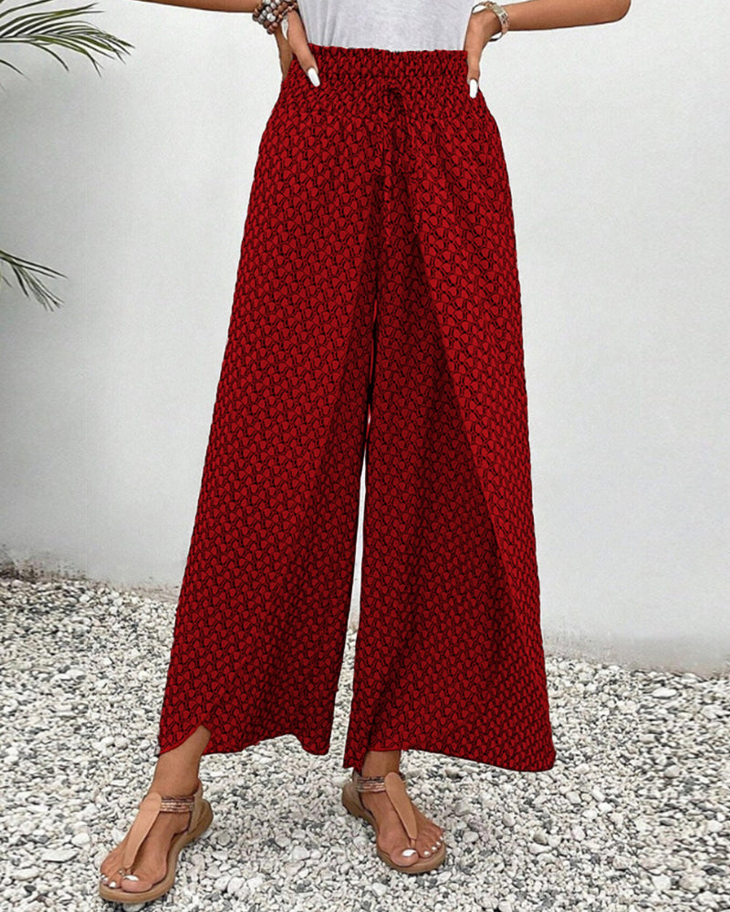 Pantalons d'été taille haute pour femmes | Motif géométrique