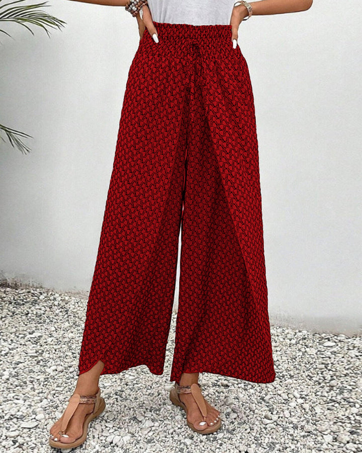 Pantalons d'été taille haute pour femmes | Motif géométrique