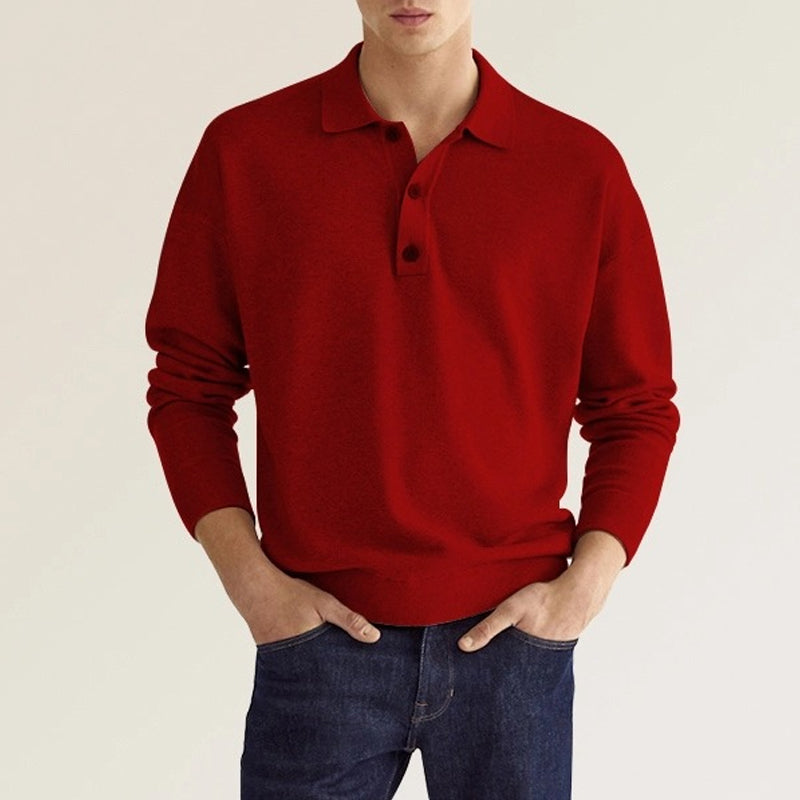 Men's Casual Loose Lapel Long Sleeve Polo Shirt Cairns Closet