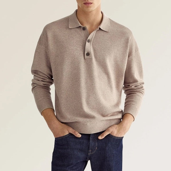 Men's Casual Loose Lapel Long Sleeve Polo Shirt Cairns Closet