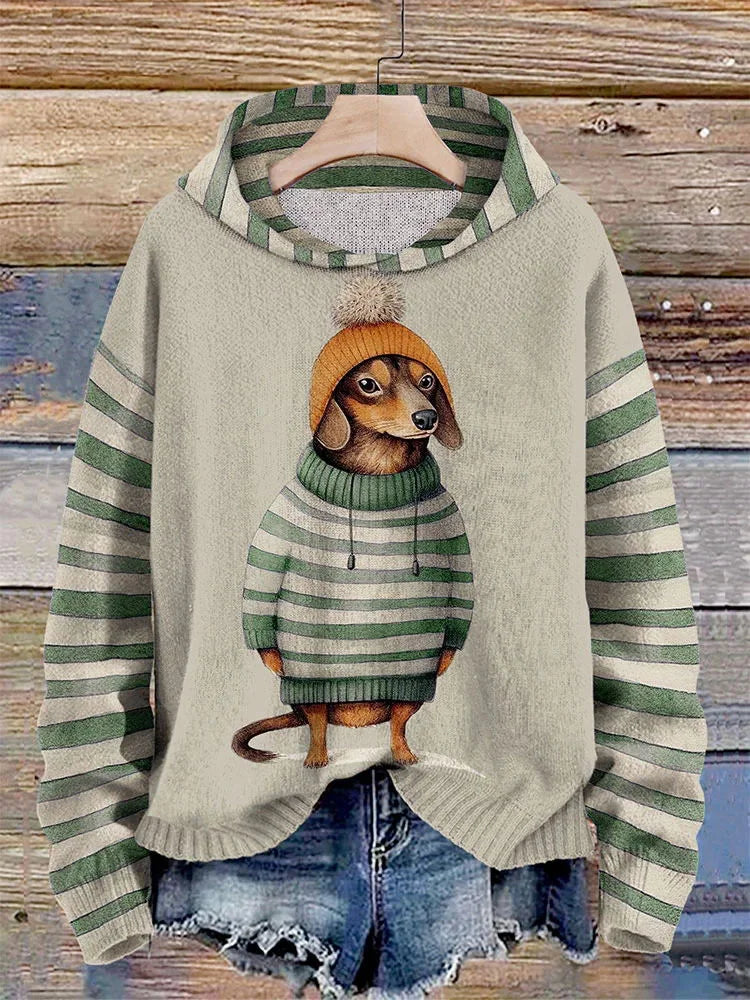 Casual Women's Dog Print Hoodie | Cozy