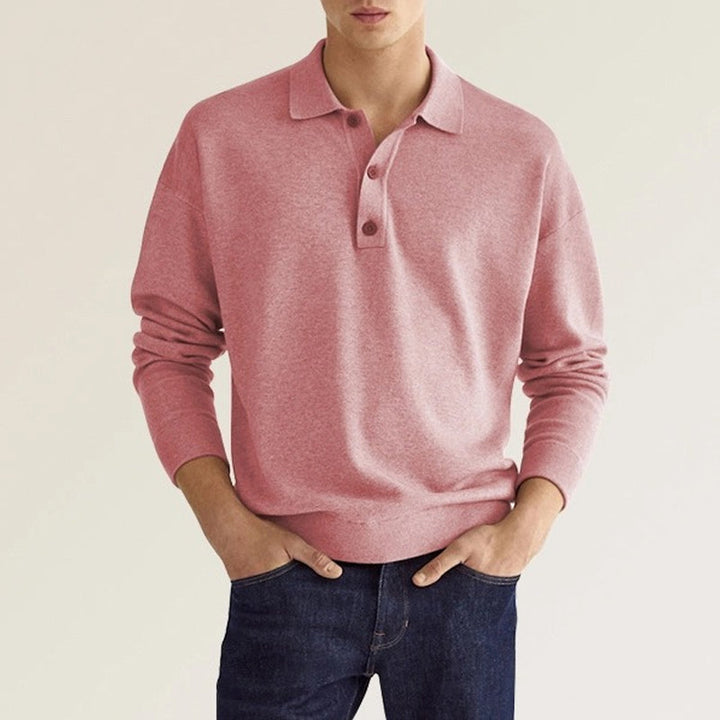 Men's Casual Loose Lapel Long Sleeve Polo Shirt Cairns Closet