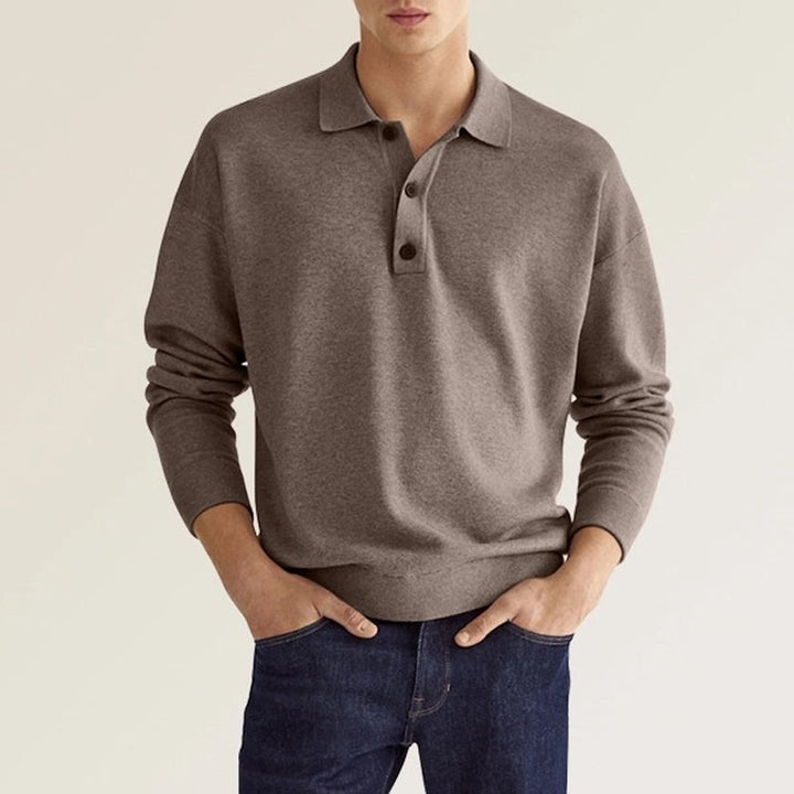 Men's Casual Loose Lapel Long Sleeve Polo Shirt Cairns Closet