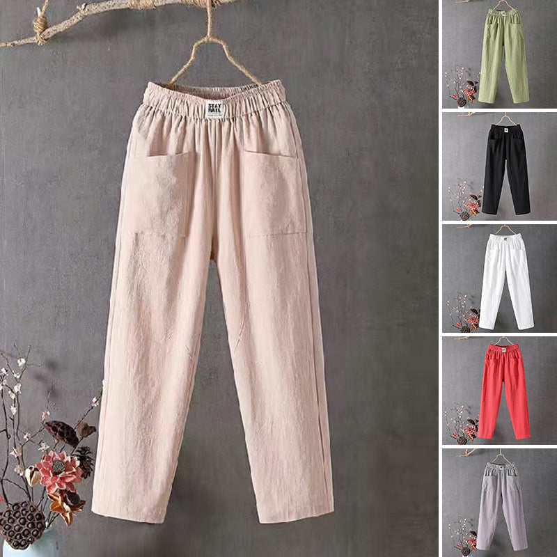 Casual trousers made of cotton and linen with an elastic waist Cairns Closet