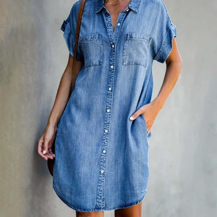 Valeria™ Elegant Denim Dress with Tummy Coverage