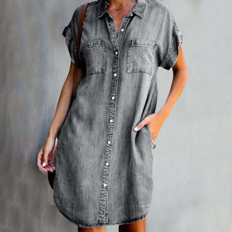 Valeria™ Elegant Denim Dress with Tummy Coverage