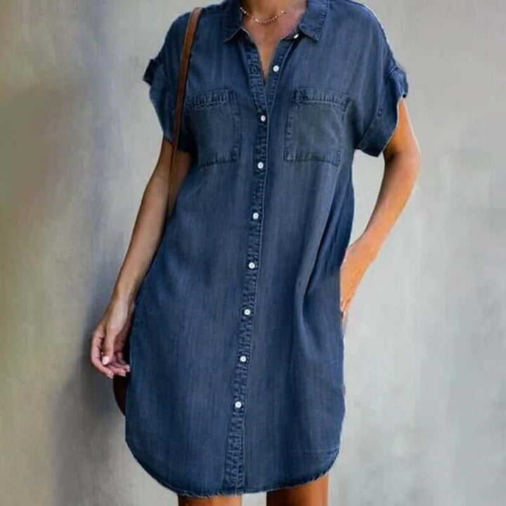 Valeria™ Elegant Denim Dress with Tummy Coverage