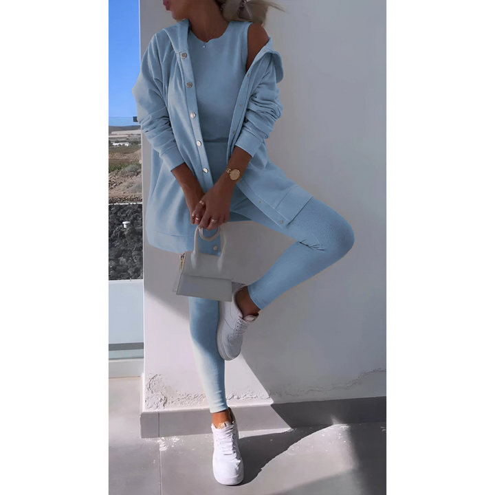 Ensemble de salon léger pour femme, trois pièces | Coupe ample