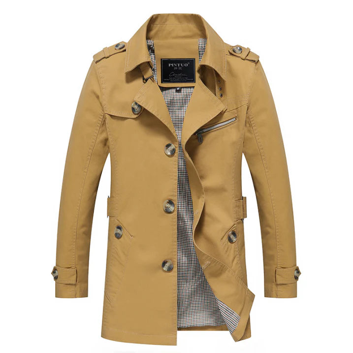 Manteau de Trench pour Homme, Double-Boutonnage, Imperméable et Élégant