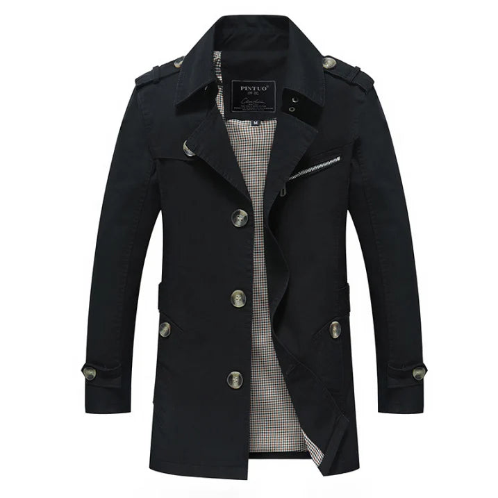 Manteau de Trench pour Homme, Double-Boutonnage, Imperméable et Élégant