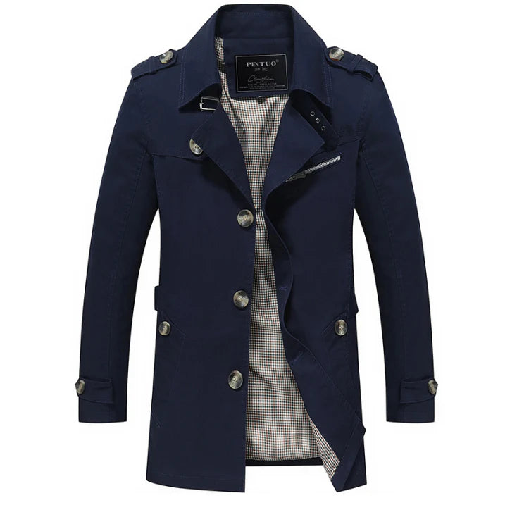 Manteau de Trench pour Homme, Double-Boutonnage, Imperméable et Élégant