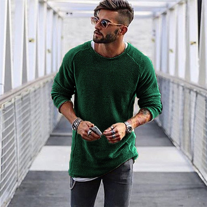 Men’s Warm Knitted Sweater, Long-Sleeved