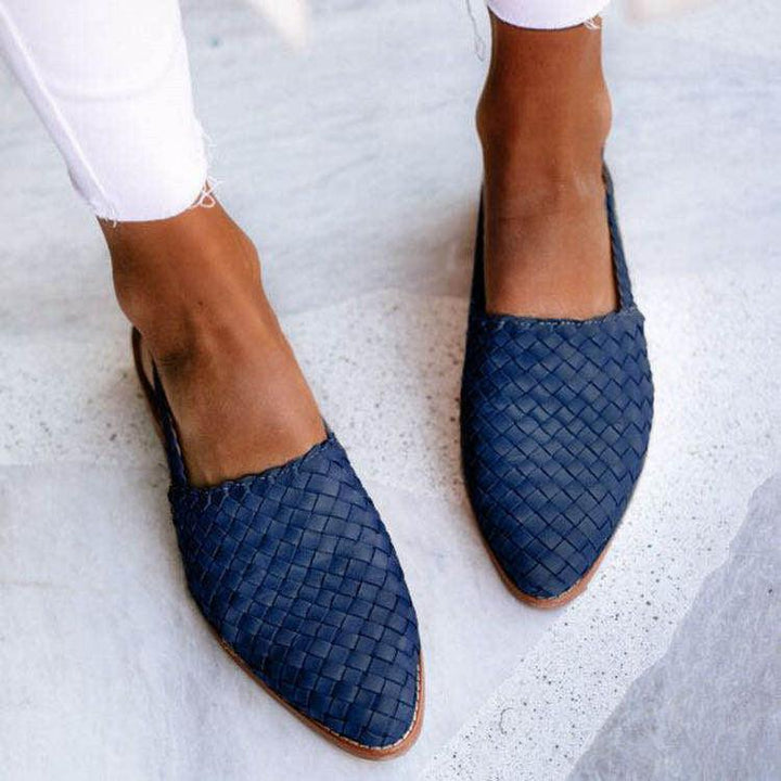 Woven Pattern Slingback Flats, Closed Toe