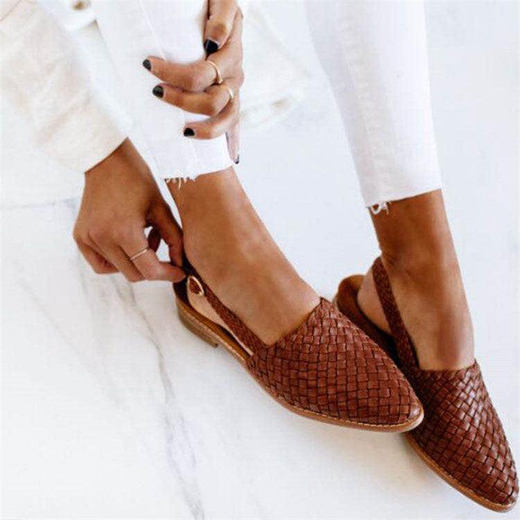 Woven Pattern Slingback Flats, Closed Toe