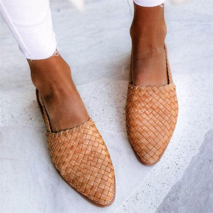 Woven Pattern Slingback Flats, Closed Toe