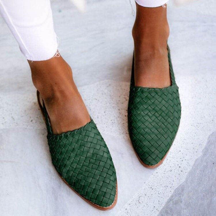 Woven Pattern Slingback Flats, Closed Toe
