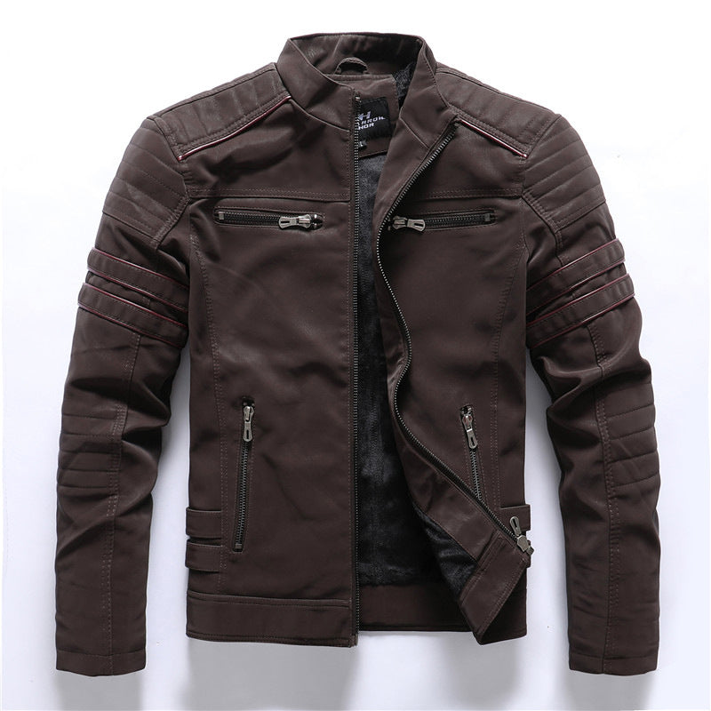 Veste motard élégante pour homme, modèle à fermeture éclair.