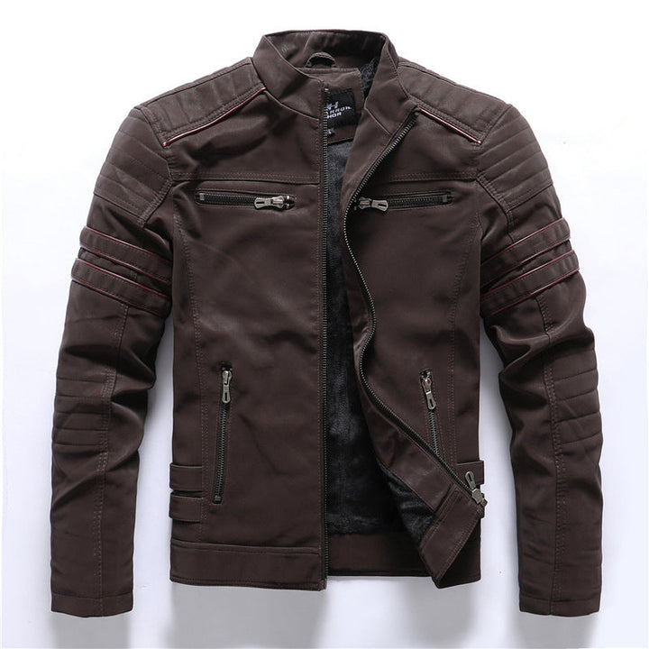 Veste motard élégante pour homme, modèle à fermeture éclair.