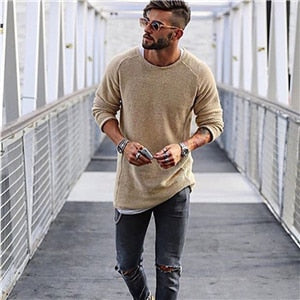 Men’s Warm Knitted Sweater, Long-Sleeved