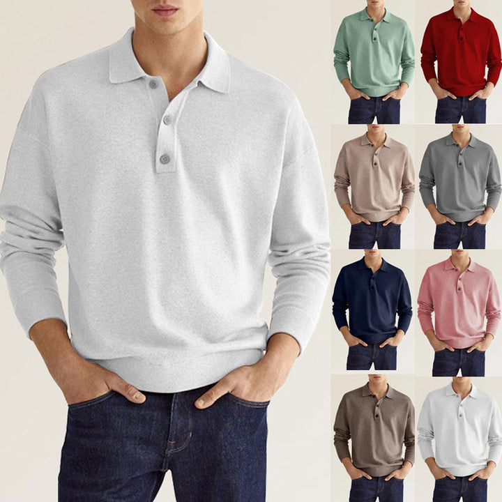 Men's Casual Loose Lapel Long Sleeve Polo Shirt Cairns Closet