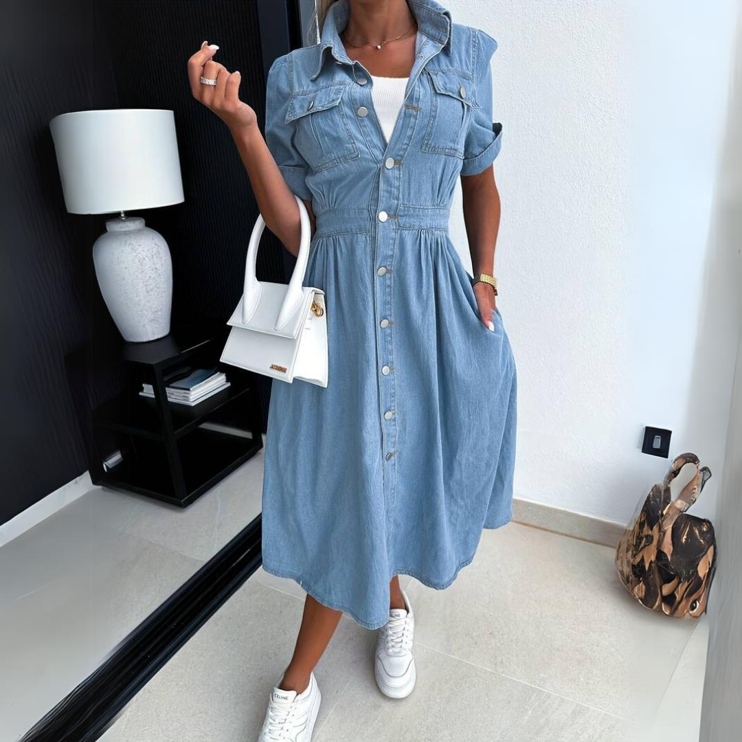 Sienna™ - Chic Denim Midi Dress Cairns Closet