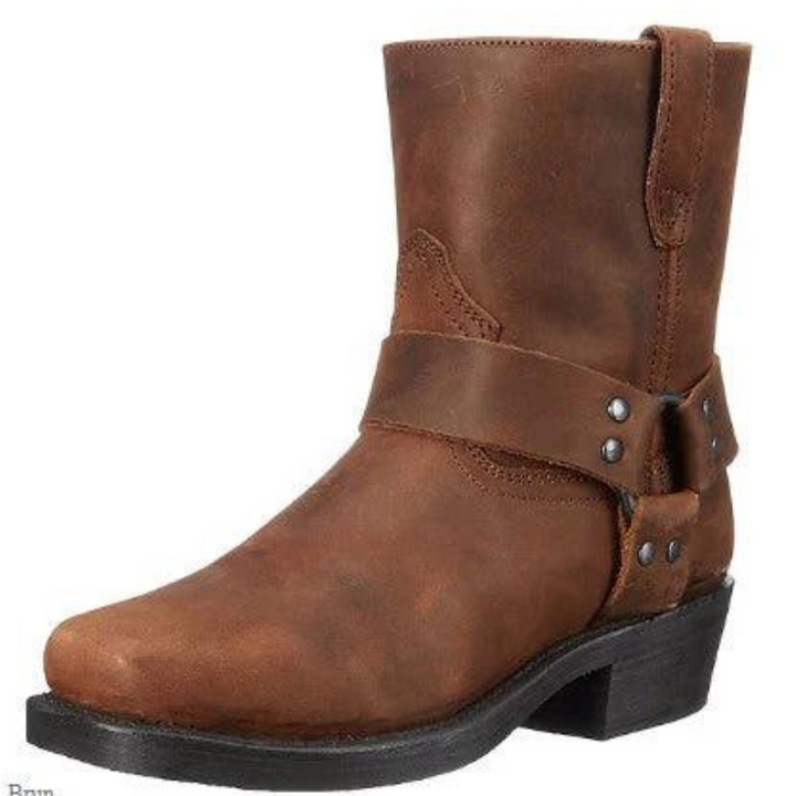 Men's Stylish Cowboy Ankle Boots, Low Heel