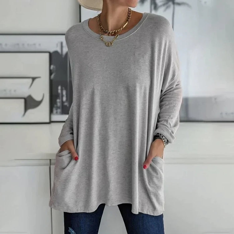 Casual Oversized Sweater, Round Neck