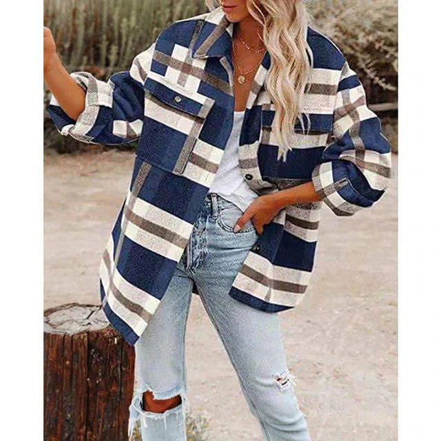 Classic Plus Size Women's Plaid Jacket | Timeless Design