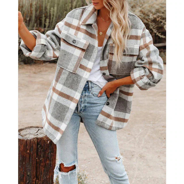 Classic Plus Size Women's Plaid Jacket | Timeless Design