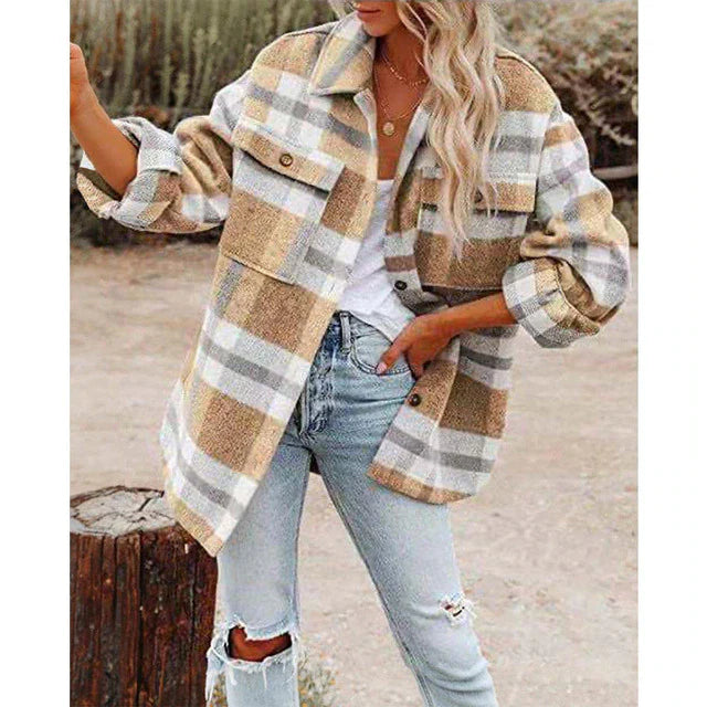 Classic Plus Size Women's Plaid Jacket | Timeless Design
