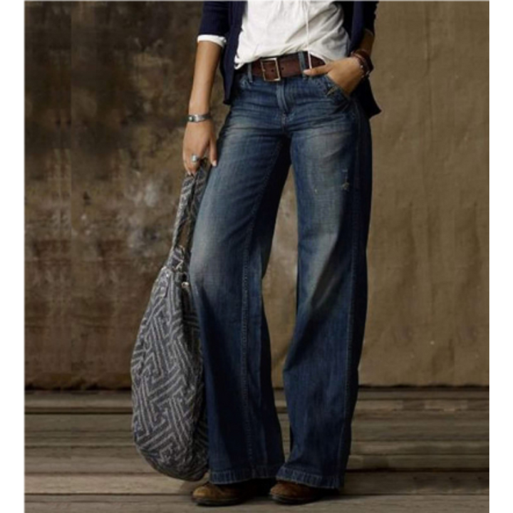 Vintage High-Waisted Women's Pants, Wide Leg