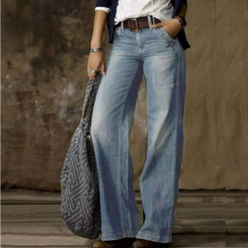 Vintage High-Waisted Women's Pants, Wide Leg