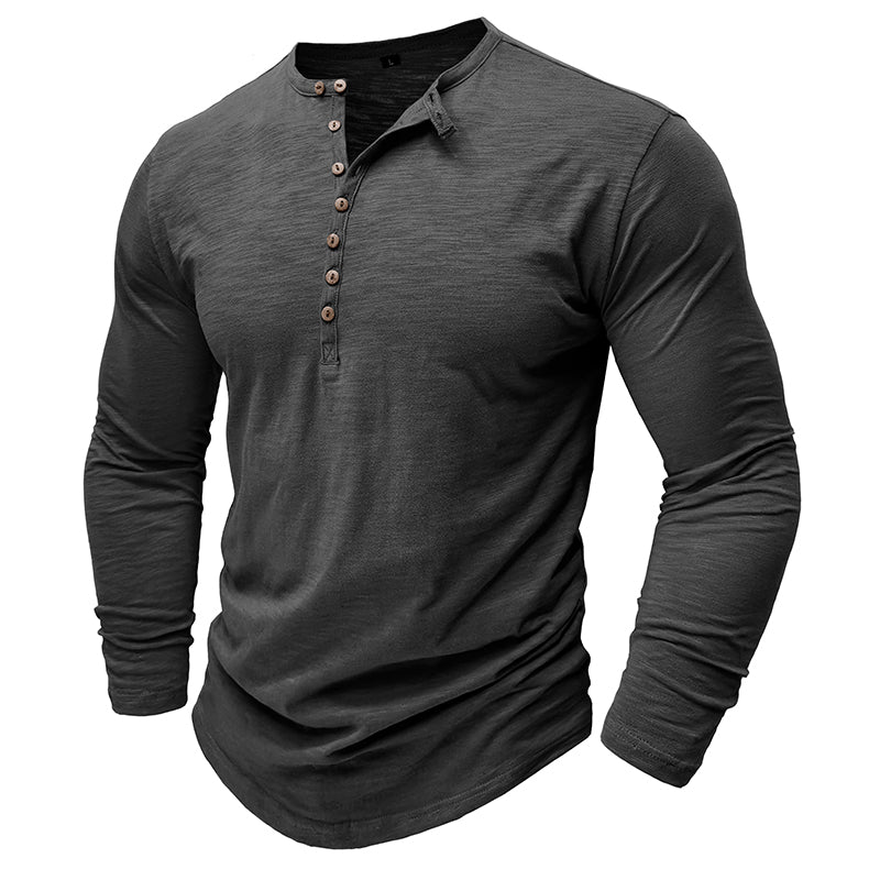 Cotton Long Sleeve Henley Cairns Closet