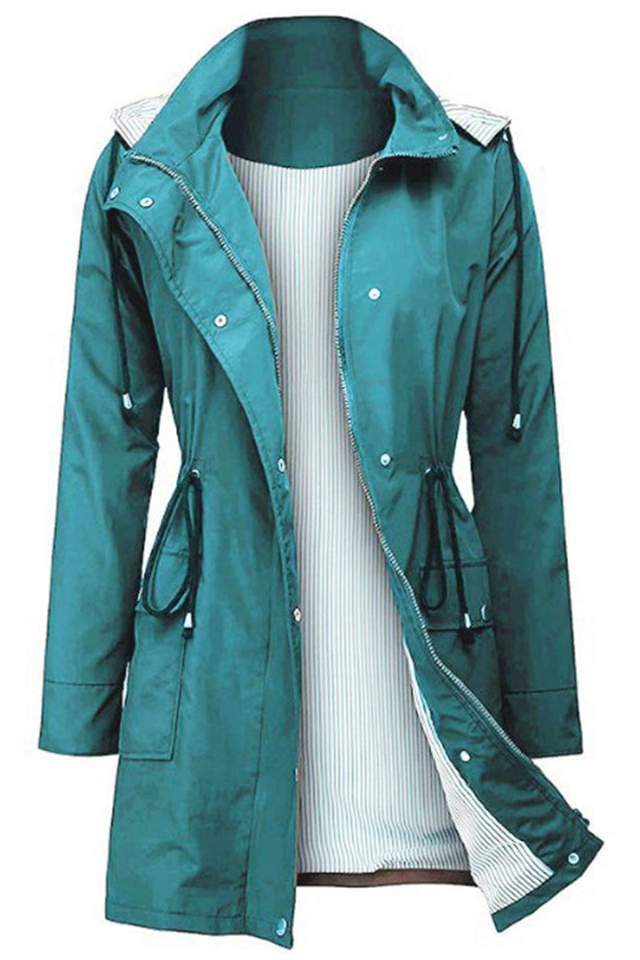 Water Resistant Hooded Striped Windbreaker Rain Jacket Cairns Closet