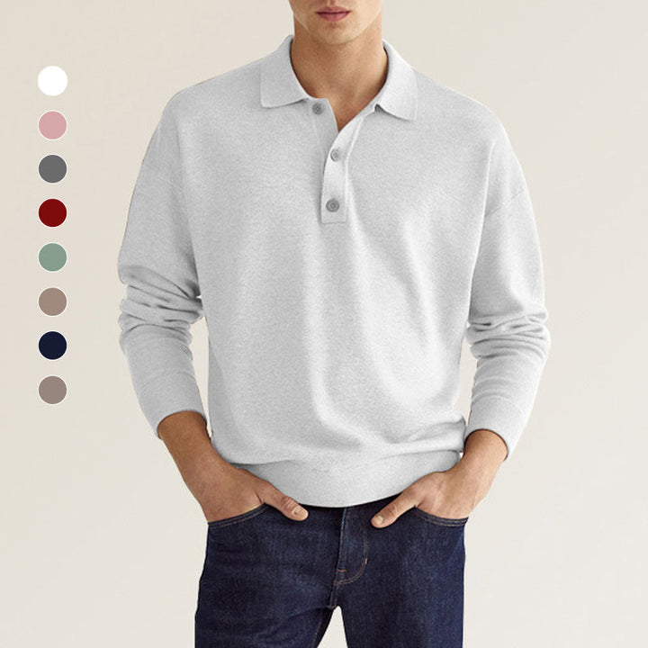 Men's Casual Loose Lapel Long Sleeve Polo Shirt Cairns Closet