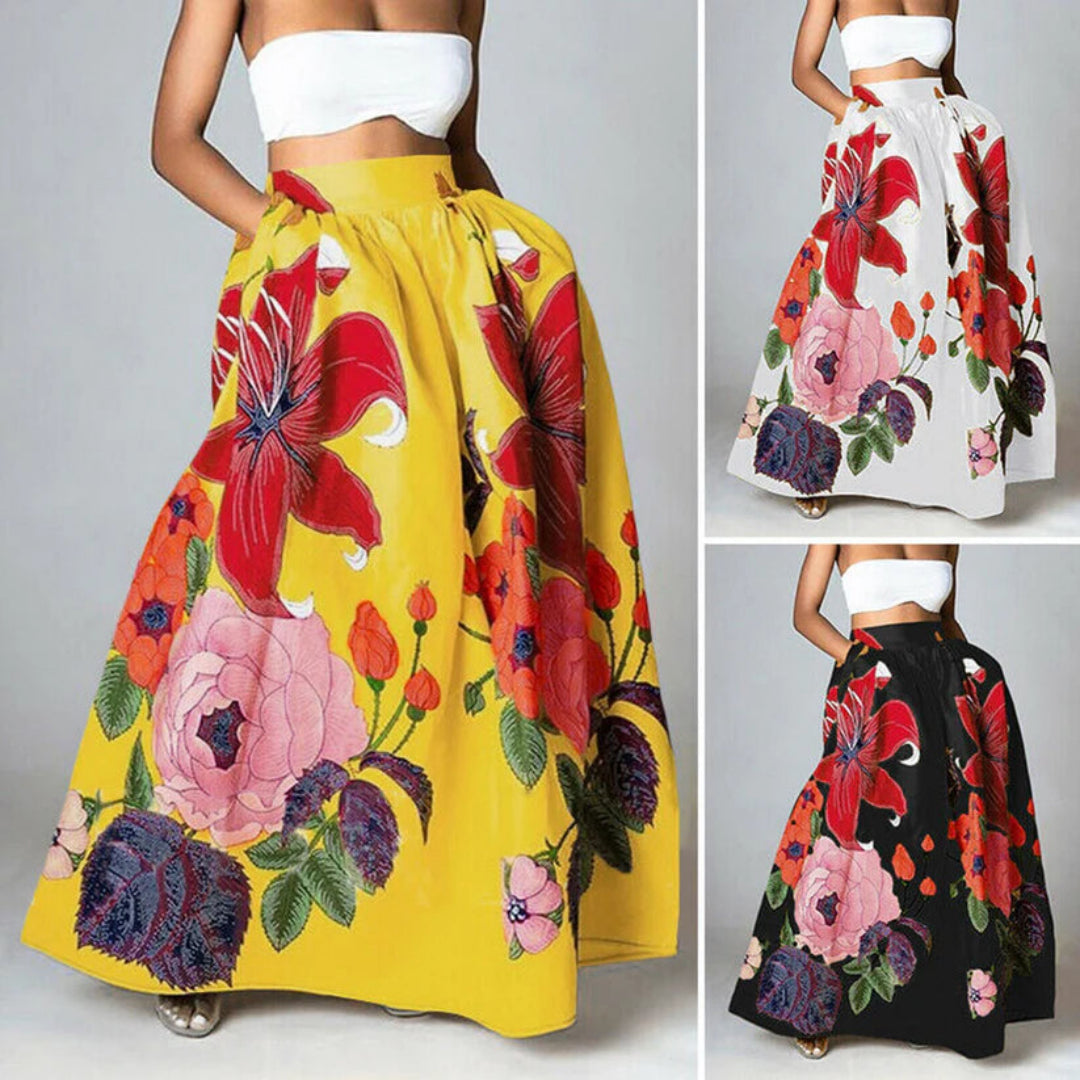 Women's Chic Floral Maxi Skirt | High-Waisted