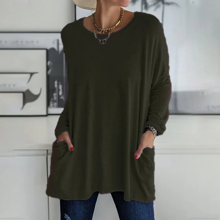 Casual Oversized Sweater, Round Neck