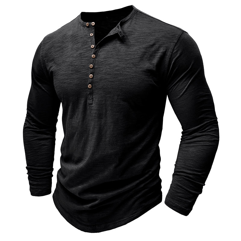 Cotton Long Sleeve Henley Cairns Closet