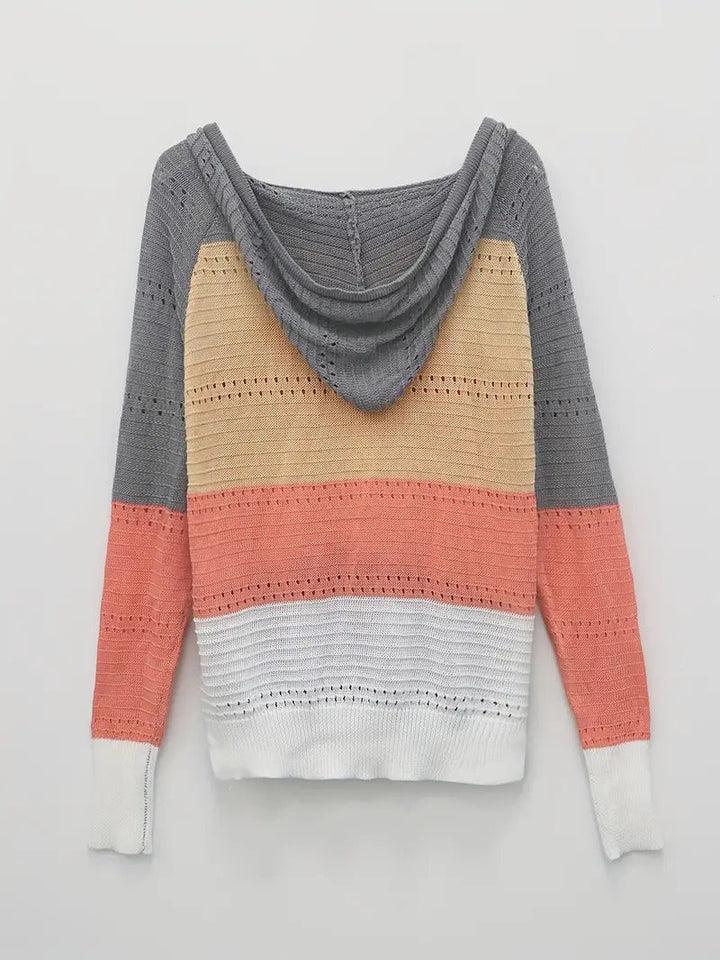 May - Color-block hooded knit sweater