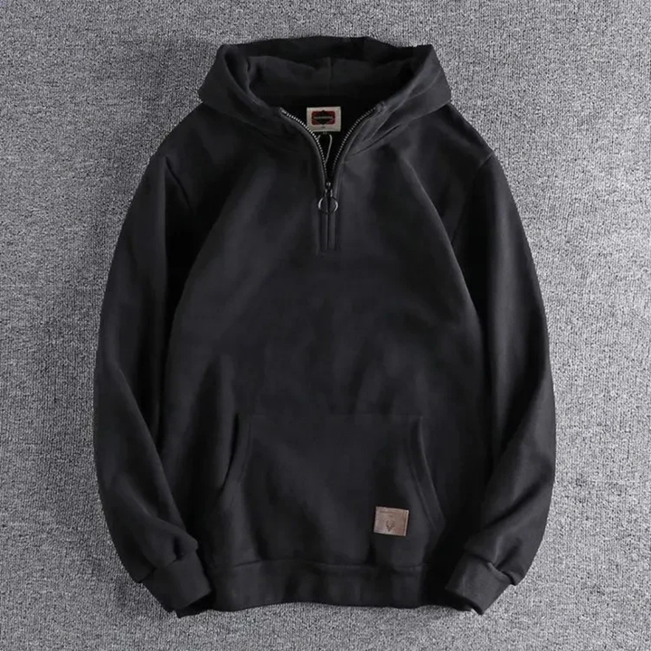 Men’s Casual Warm Hoodie, Half Zip