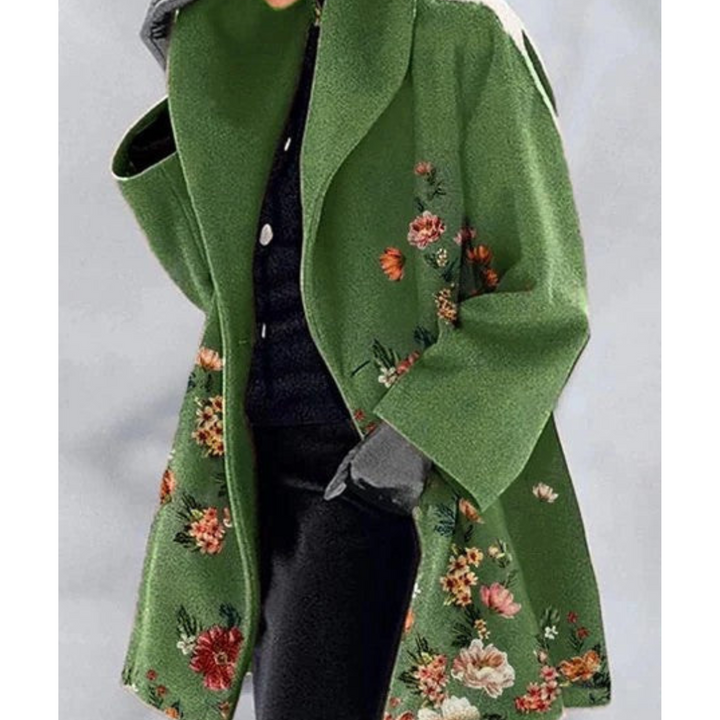 Manteau d'hiver chaud imprimé, style long.