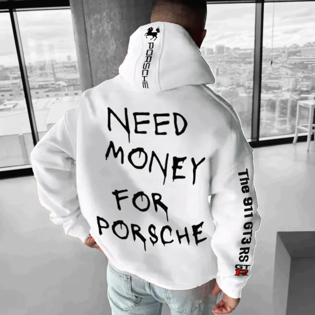 Warm Printed Hoodie, Plus Size