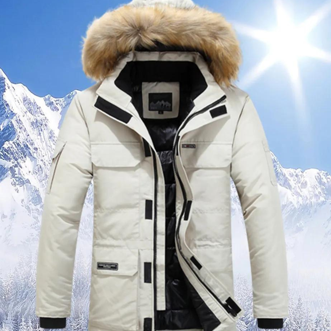 Parka d'hiver chaude pour homme, avec capuche et isolation.