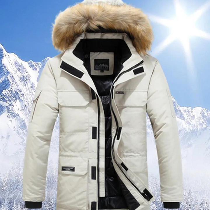 Parka d'hiver chaude pour homme, avec capuche et isolation.