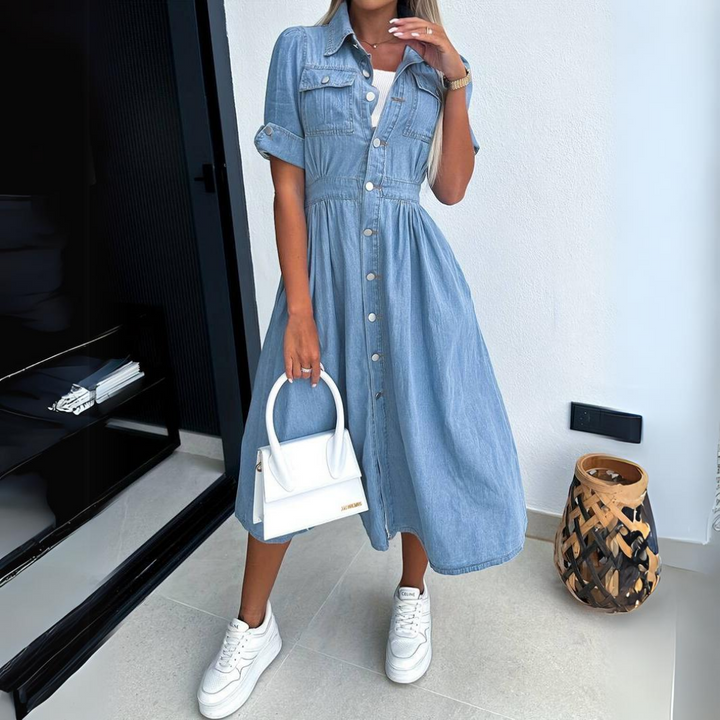 Sienna™ - Chic Denim Midi Dress Cairns Closet