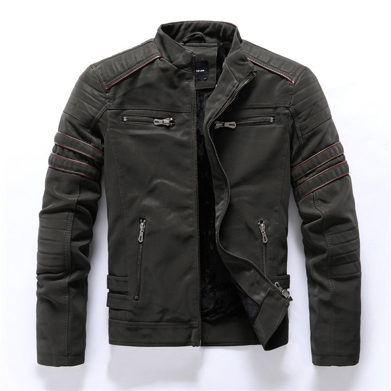 Veste motard élégante pour homme, modèle à fermeture éclair.