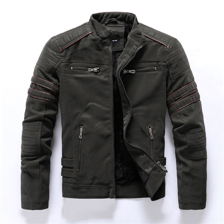 Veste motard élégante pour homme, modèle à fermeture éclair.