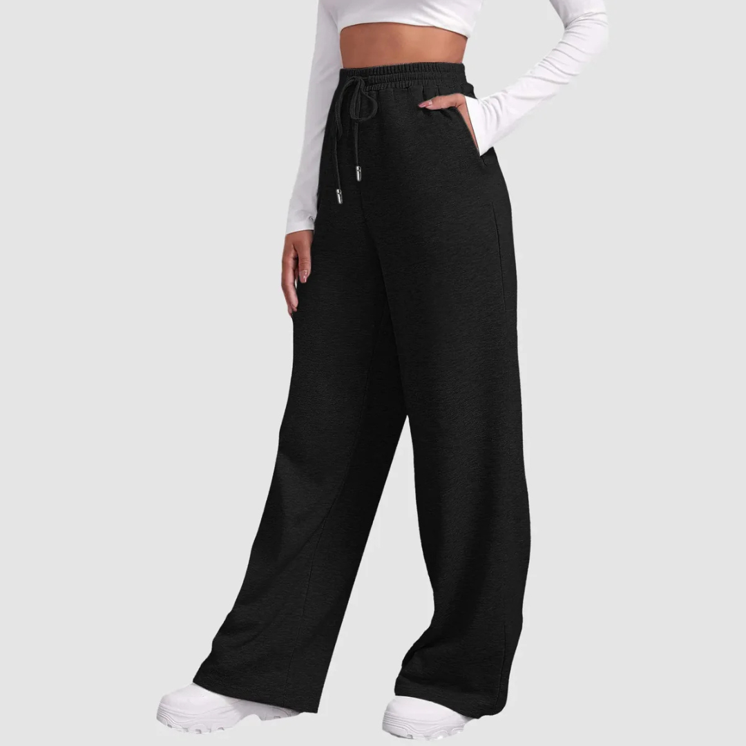 Women’s Relaxed Fit Wide Leg Jogger Pants | High-Waisted