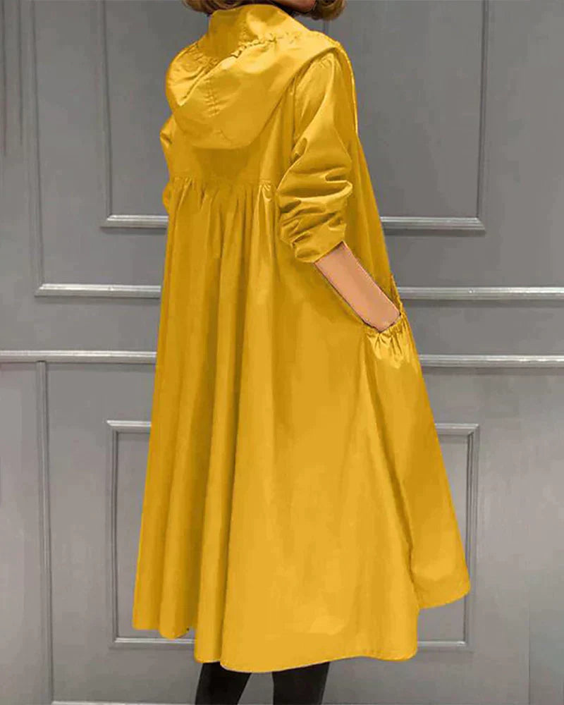 Women's Long Rain Jacket, Hooded Design