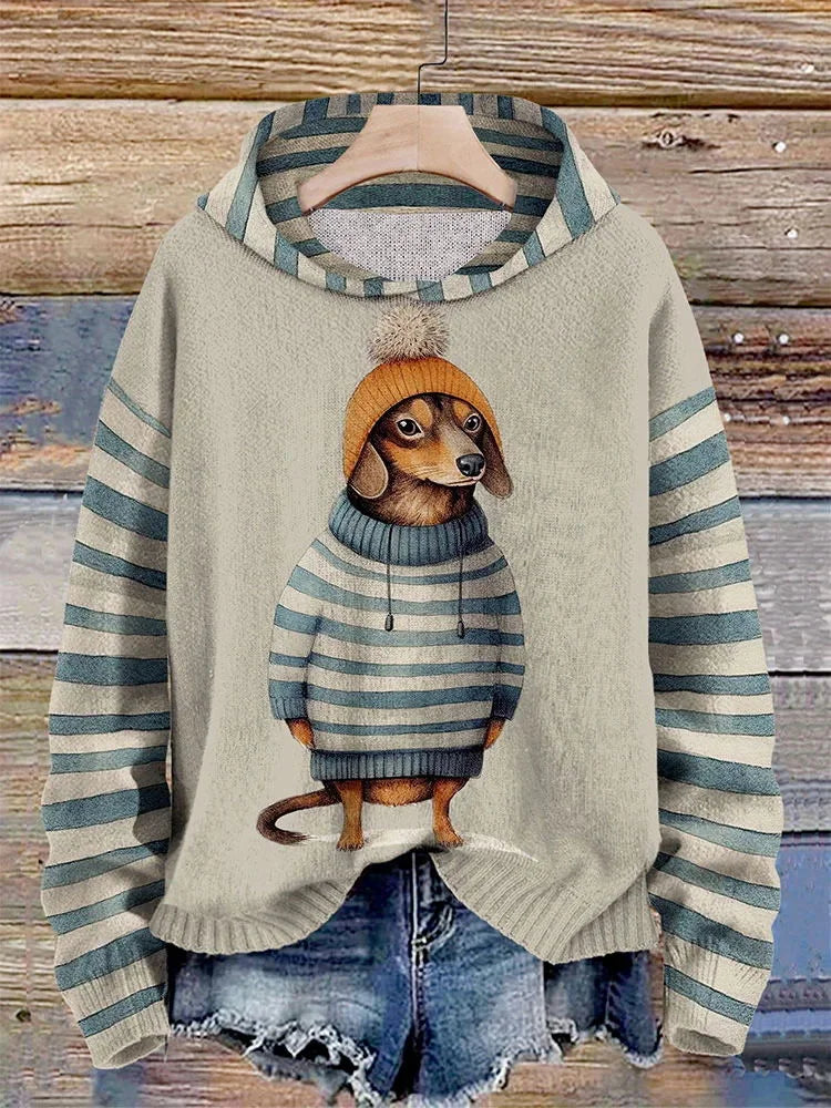 Casual Women's Dog Print Hoodie | Cozy